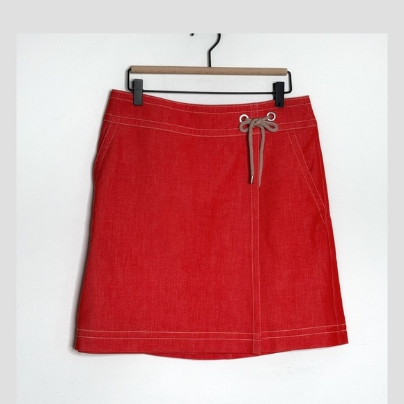 Ann Taylor Petite Skirt A-Line Faux Wrap Mini Skirt Cotton Blend Tie Detail 10P - Picture 2 of 14